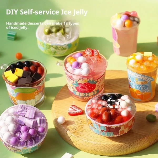 DIY Mini Ice Jelly Shop Craft Kit  Plastic Pretend Play Set for Teens  Creative Handmade Dessert Studio with Realistic Accessories  Reusable   Customizable