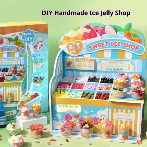 DIY Mini Ice Jelly Shop Craft Kit  Plastic Pretend Play Set for Teens  Creative Handmade Dessert Studio with Realistic Accessories  Reusable   Customizable